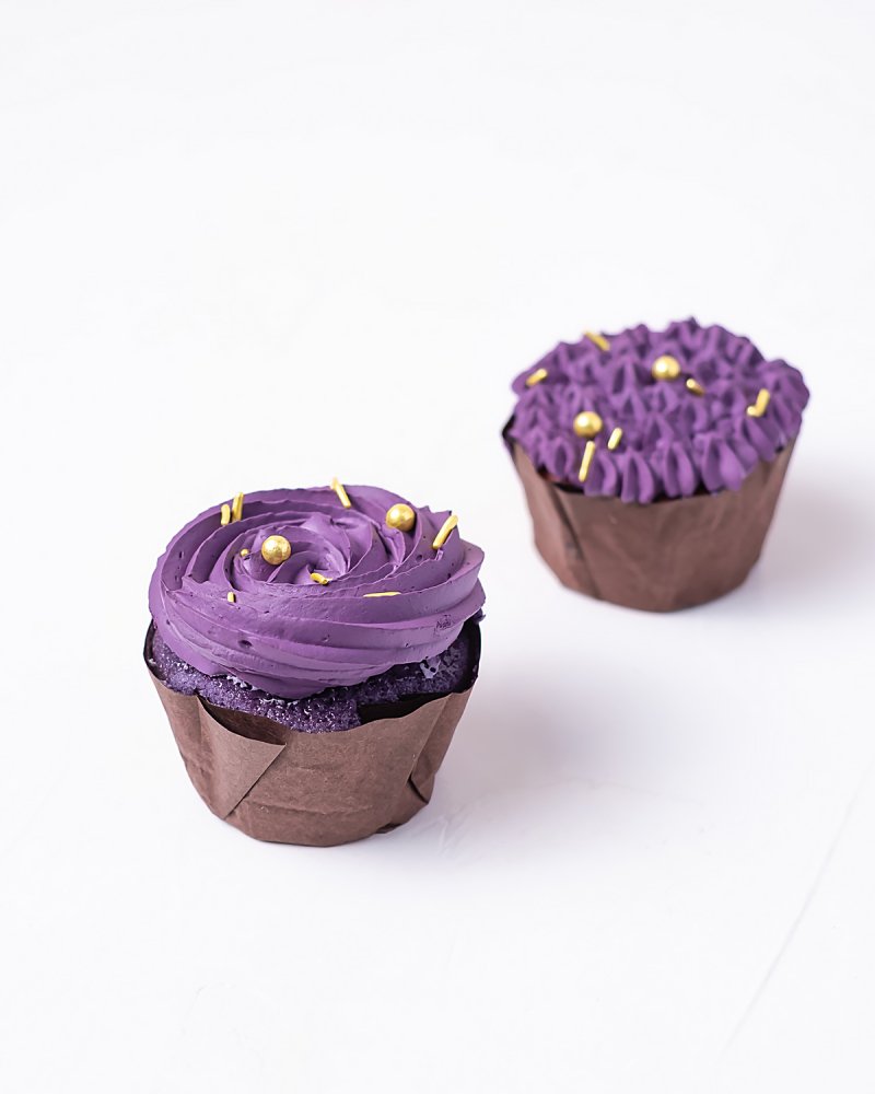 2 Purple Velvet Cupcakes