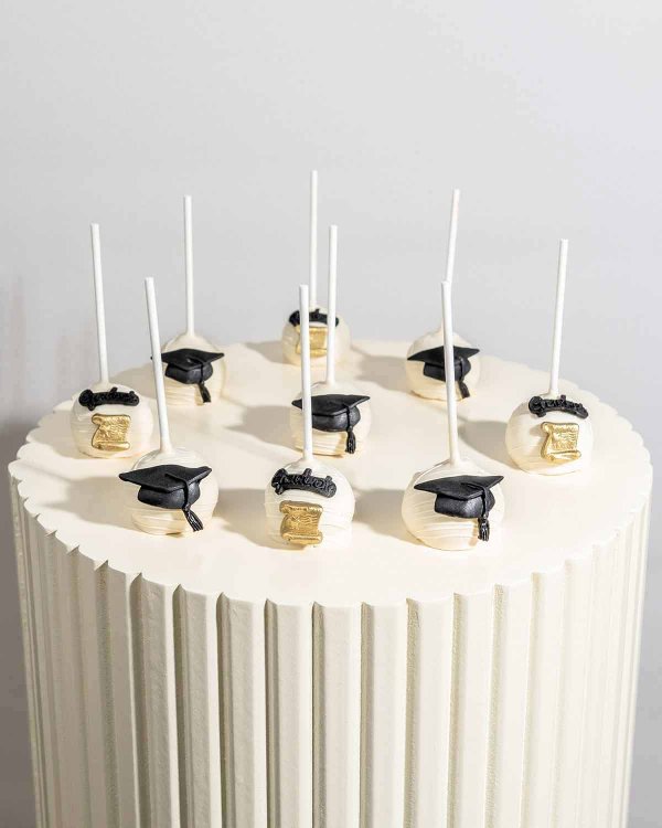 White Chocolate Graduation Cake Pops by NJD