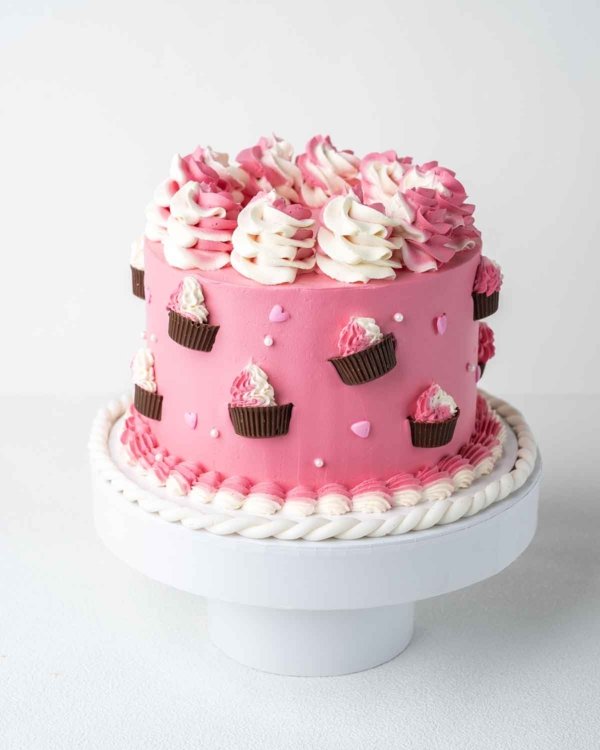 1kg Pink Cups and Cream Cake by Cravings